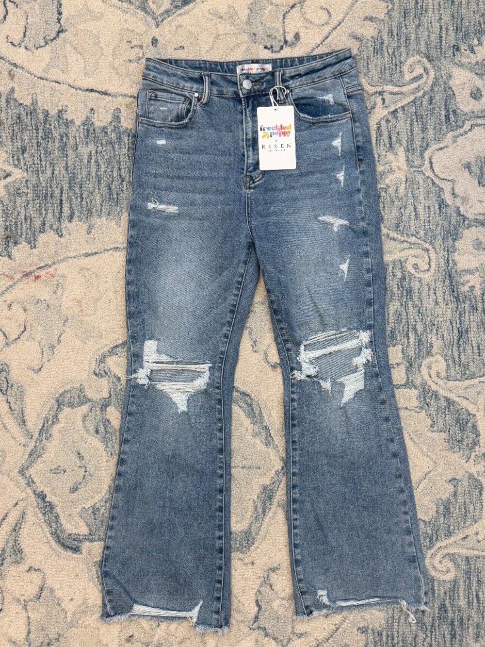 NWT Risen X Freckled Poppy Ankle Flare Jeans Size 11 / 30